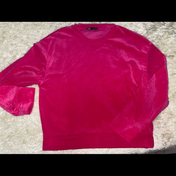 Zara Pink Swede Crewneck - Picture 3 of 4